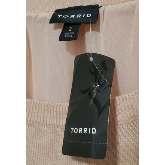 Torrid Soft Pink Pleated Chiffon Back Sweater 2X - Picture 10 of 12